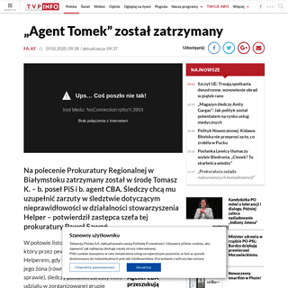 A complete backup of www.tvp.info/46721016/agent-tomek-zostal-zatrzymany