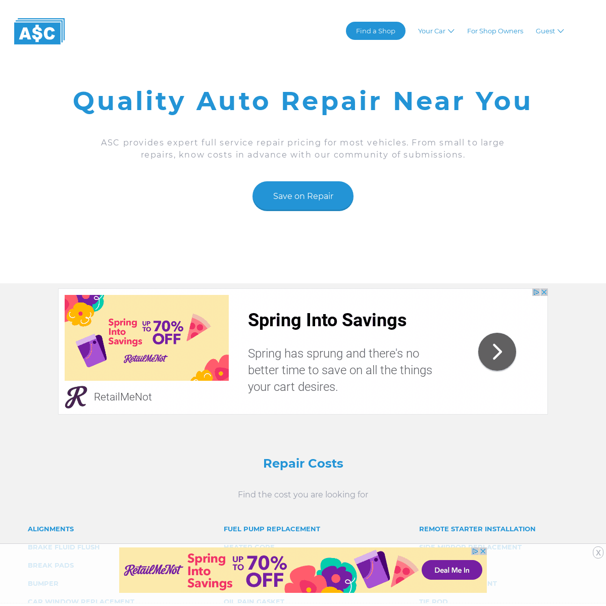 A complete backup of autoservicecosts.com