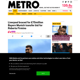 A complete backup of metro.co.uk/2020/02/09/liverpool-braced-75million-bayern-munich-transfer-bid-roberto-firmino-12210843/