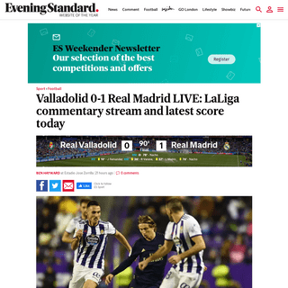 Real Valladolid 0-1 Real Madrid LIVE- LaLiga commentary stream and latest score today - London Evening Standard