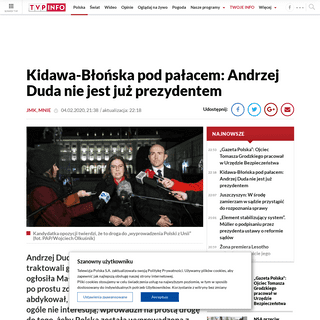 A complete backup of www.tvp.info/46502744/kidawablonska-pod-palacem-andrzej-duda-nie-jest-juz-prezydentem