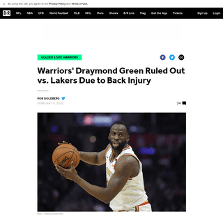 A complete backup of bleacherreport.com/articles/2872253-warriors-draymond-green-ruled-out-vs-lakers-due-to-back-injury