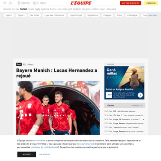 A complete backup of www.lequipe.fr/Football/Actualites/Bayern-munich-lucas-hernandez-a-rejoue/1108105