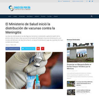 A complete backup of www.chacodiapordia.com/2020/02/21/el-ministerio-de-salud-inicio-la-distribucion-de-vacunas-contra-la-mening