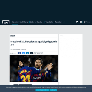 Messi ve Fati, Barcelona'ya galibiyeti getirdi- 2-1 - Goal.com