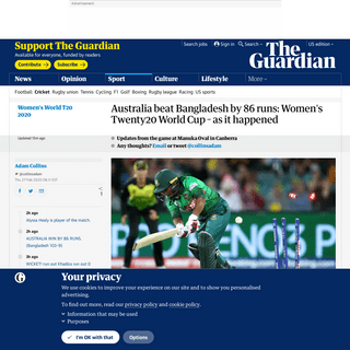 A complete backup of www.theguardian.com/sport/live/2020/feb/27/australia-v-bangladesh-womens-twenty20-world-cup-live