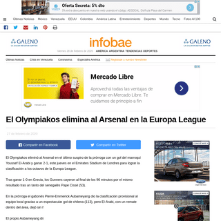 El Olympiakos elimina al Arsenal en la Europa League - Infobae