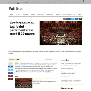 A complete backup of www.repubblica.it/politica/2020/01/27/news/referendum_sul_taglio_dei_parlamentari_si_terra_il_29_marzo-2469