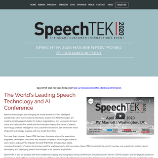SpeechTEK 2020 - The Leading Speech, Voice, and AI Technology Conference