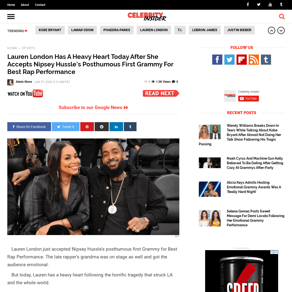A complete backup of celebrityinsider.org/lauren-london-has-a-heavy-heart-today-after-she-accepts-nipsey-hussles-posthumous-firs