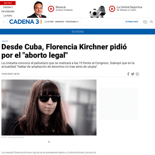 A complete backup of www.cadena3.com/noticia/sociedad/desde-cuba-florencia-kirchner-pidio-por-el-aborto-legal_253250