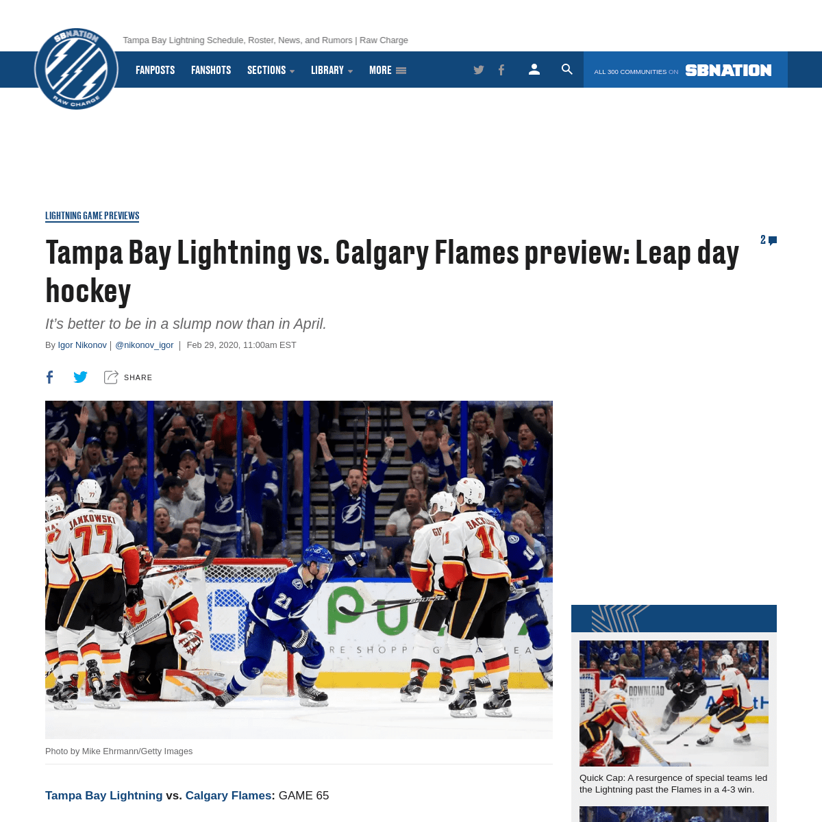 A complete backup of www.rawcharge.com/2020/2/29/21158931/tampa-bay-lightning-vs-calgary-flames-preview-lines-how-to-watch-nhl-t