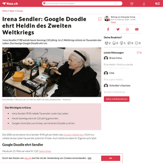 Irena Sendler- Google Doodle ehrt Heldin des Zweiten Weltkriegs
