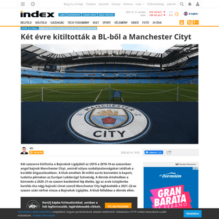 Index - Futball - Futball - KÃ©t Ã©vre kitiltottÃ¡k a BL-bÅ‘l a Manchester Cityt