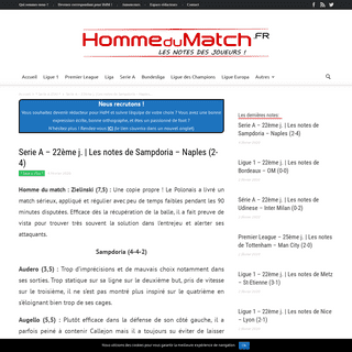 Serie A - 22Ã¨me j. - Les notes de Sampdoria - Naples (2-4)