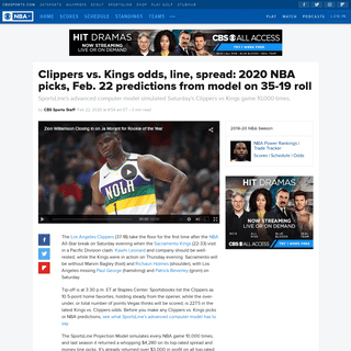 A complete backup of www.cbssports.com/nba/news/clippers-vs-kings-odds-line-spread-2020-nba-picks-feb-22-predictions-from-model-