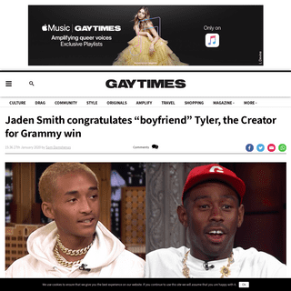 A complete backup of www.gaytimes.co.uk/culture/131860/jaden-smith-congratulates-boyfriend-tyler-the-creator-for-grammy-win/