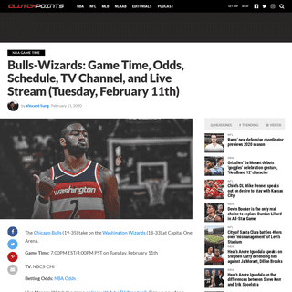 A complete backup of clutchpoints.com/bulls-wizards-game-time-odds-schedule-tv-channel-and-live-stream-tuesday-february-11th/