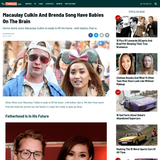 A complete backup of www.thethings.com/macaulay-culkin-and-brenda-song-have-babies-on-the-brain/
