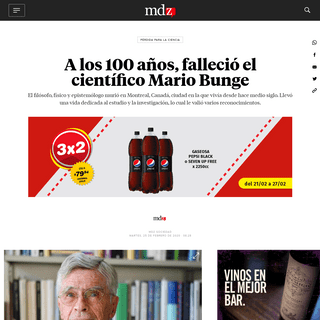 A los 100 aÃ±os, falleciÃ³ el cientÃ­fico Mario Bunge - MDZ Online