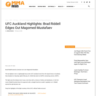 UFC Auckland Highlights- Brad Riddell Edges Out Magomed Mustafaev