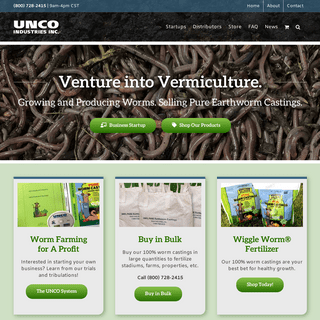 UNCO Industries Inc. â€“ Offer consulting with growing and producing worms and sell pure earthworm castings and related products
