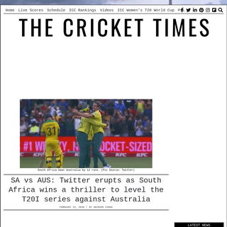 A complete backup of crickettimes.com/2020/02/sa-vs-aus-twitter-erupts-as-south-africa-wins-a-thriller-to-level-the-t20i-series/