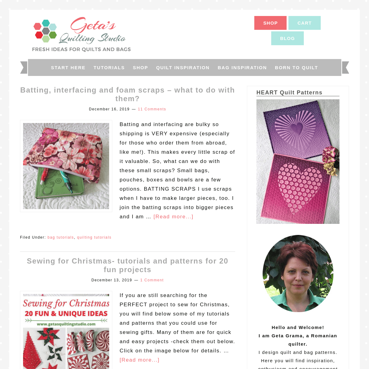 Geta's Quilting Studio - Fresh Ideas for Quilts and Bags