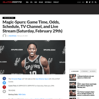 A complete backup of clutchpoints.com/magic-spurs-game-time-odds-schedule-tv-channel-and-live-stream-saturday-february-29th/