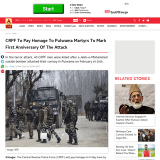 A complete backup of news.abplive.com/news/india/crpf-to-pay-homage-to-pulwama-martyrs-to-mark-first-anniversary-of-the-attack-1