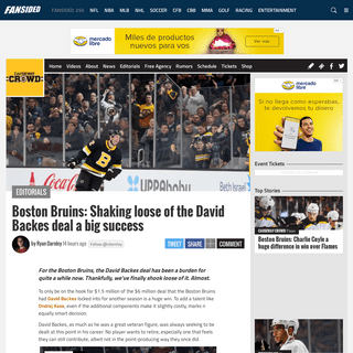 Boston Bruins- Shaking loose of the David Backes deal a big success