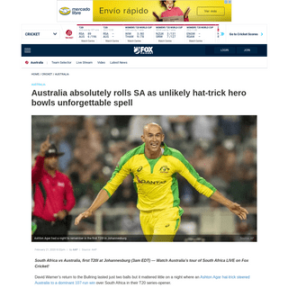Cricket Australia vs South Africa, first T20- Ashton Agar takes hat-trick, video, highlights - Fox Sports