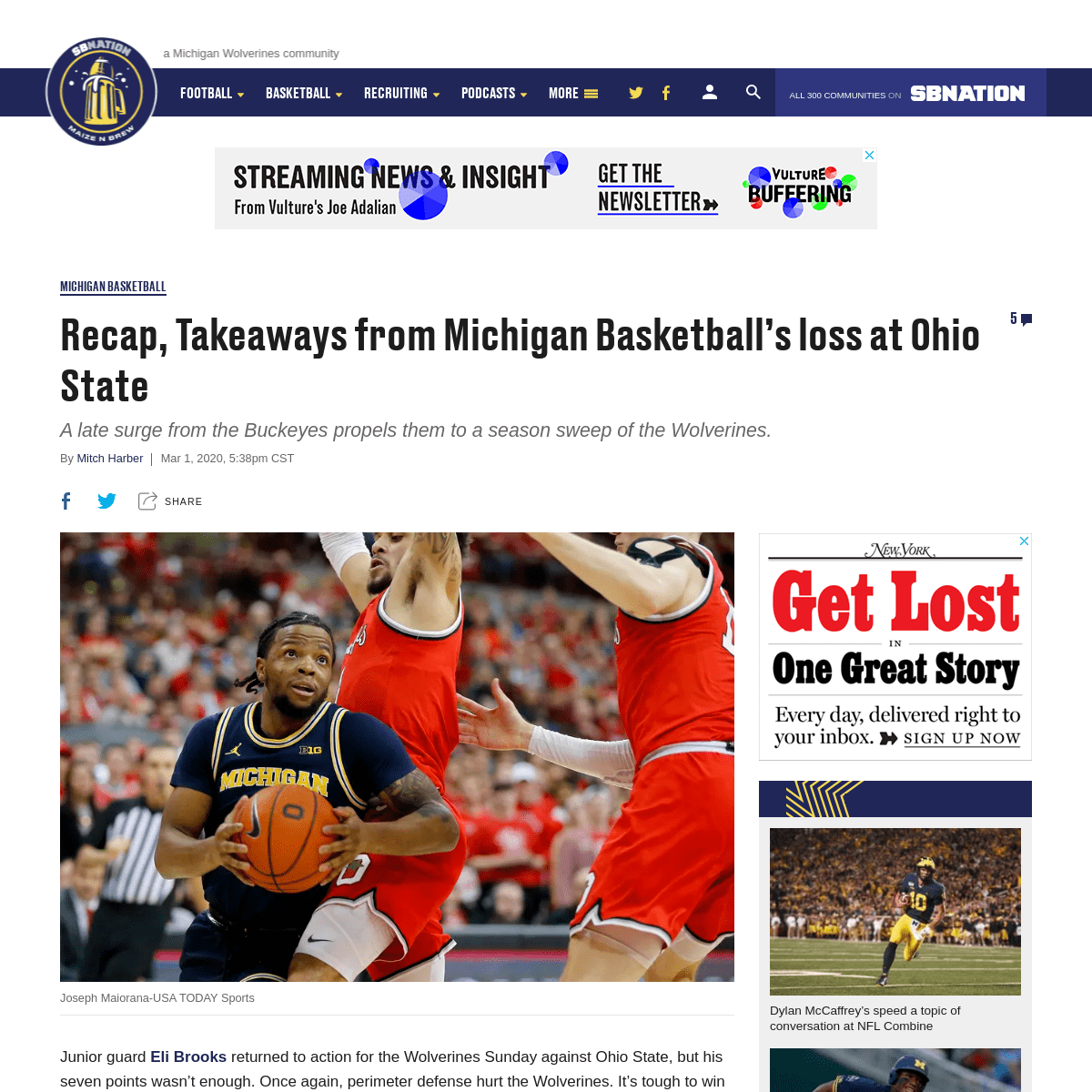 A complete backup of www.maizenbrew.com/basketball/2020/3/1/21160401/recap-takeaways-from-michigan-basketballs-loss-at-ohio-stat