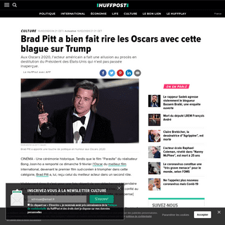 Brad Pitt a bien fait rire les Oscars avec cette blague sur Trump - Le Huffington Post