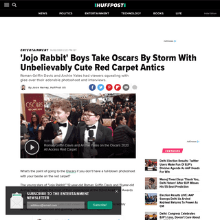 'Jojo Rabbit' Boys Take Oscars By Storm With Unbelievably Cute Red Carpet Antics - HuffPost India