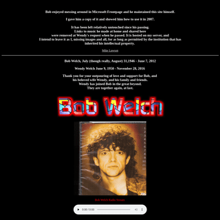 A complete backup of bobwelch.com