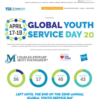 Youth Service America - Global Youth Service Day â€“ April 17-19, 2020