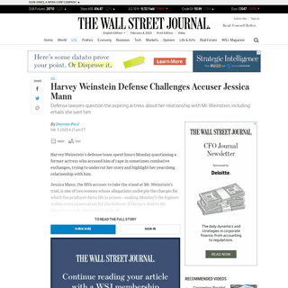 A complete backup of www.wsj.com/articles/harvey-weinstein-defense-challenges-accuser-jessica-mann-11580772091