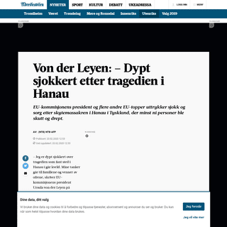 A complete backup of www.adressa.no/nyheter/utenriks/2020/02/20/Von-der-Leyen-%E2%80%93-Dypt-sjokkert-etter-tragedien-i-Hanau-21