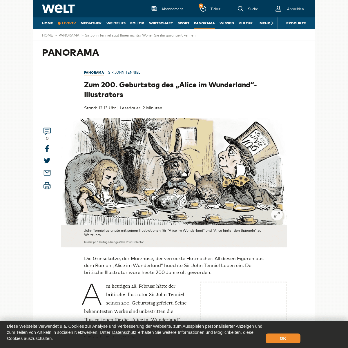 A complete backup of www.welt.de/vermischtes/article206195947/Sir-John-Tenniel-200-Geburtstag-des-Alice-im-Wunderland-Illustrato
