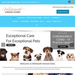 Home Page- Whitworth Pet Vet in Madison, Alabama