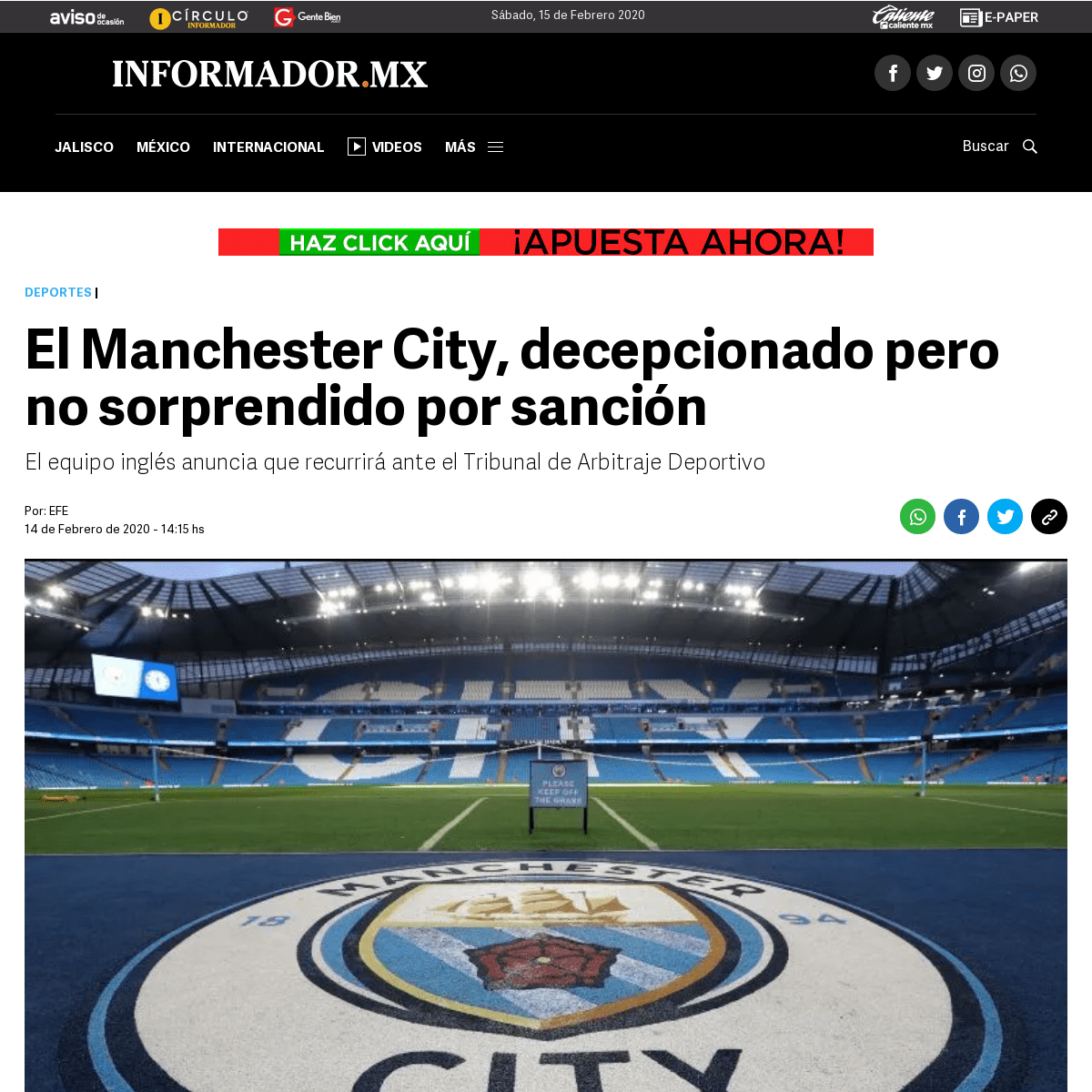 A complete backup of www.informador.mx/deportes/El-Manchester-City-decepcionado-pero-no-sorprendido-por-sancion-20200214-0072.ht
