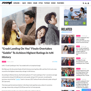 â€œCrash Landing On Youâ€ Finale Overtakes â€œGoblinâ€ To Achieve Highest Ratings In tvN History - Soompi