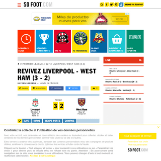 A complete backup of www.sofoot.com/en-direct-liverpool-west-ham-480459.html