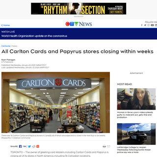 All Carlton Cards and Papyrus stores closing within weeks - CTV News
