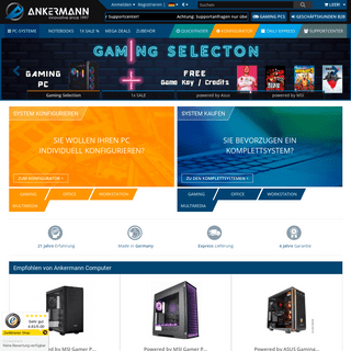 Desktop PC & Laptop gÃ¼nstig kaufen oder selbst Konfigurieren - Desktop PC Online Shop - Ankermann.com