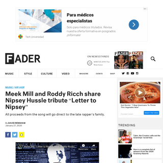 Meek Mill and Roddy Ricch share Nipsey Hussle tribute â€œLetter to Nipseyâ€ - The FADER