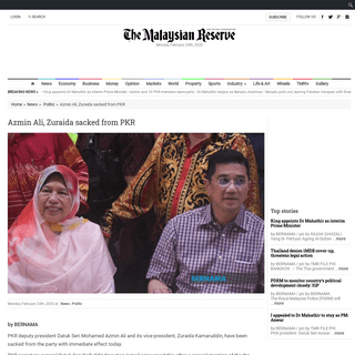 A complete backup of themalaysianreserve.com/2020/02/24/azmin-ali-zuraida-sacked-from-pkr/