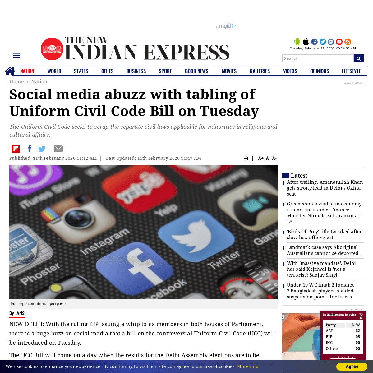 A complete backup of www.newindianexpress.com/nation/2020/feb/11/social-media-abuzz-with-tabling-of-uniform-civil-code-bill-on-t