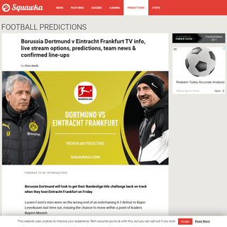 Dortmund v Eintracht Frankfurt TV info, live stream options, prediction & confirmed line-ups - Bundesliga